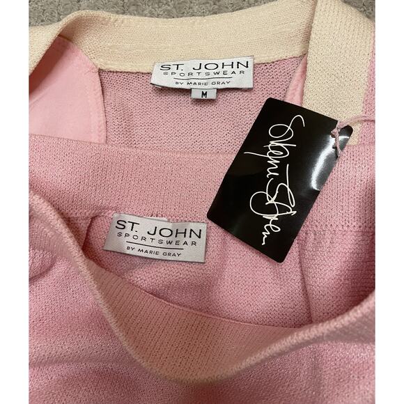St. John Petal Pink Santana Knit 2 Pc Skirt Suit 10 M NWT NEW Jacket Straight - Picture 13 of 15